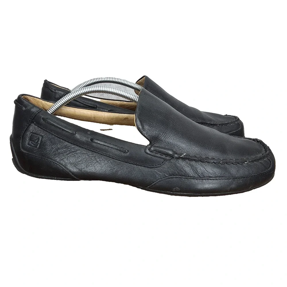 Sperry Top-Sider Driving Shoes Mens‎ 11.5 Black Leather Boat Loafers Moccasins